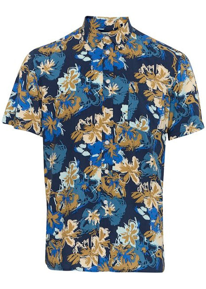 Flower Shirt Navy & Caramel