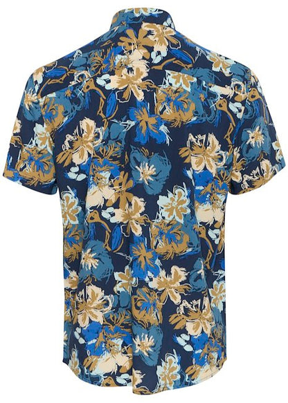 Flower Shirt Navy & Caramel