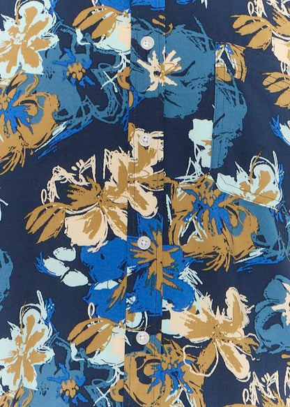Flower Shirt Navy & Caramel
