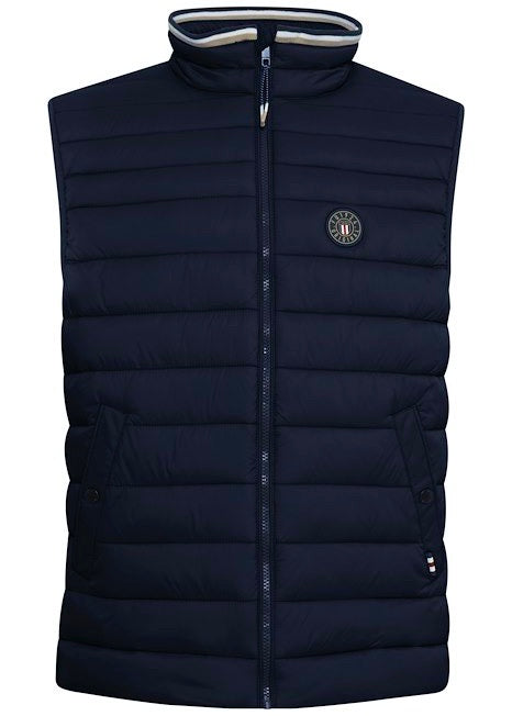 Navy blue men's gilet.