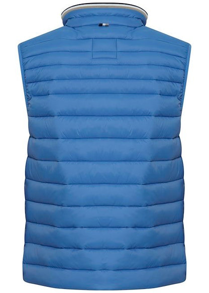 Light blue men's gilet, showing back details.