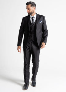 Harris black suit for men, showing front details.