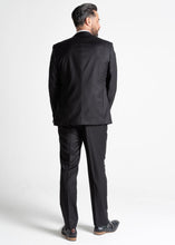 Load image into Gallery viewer, Black jacket for men, showing close up details.
