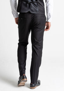 Harris black trousers for men, showing back details.