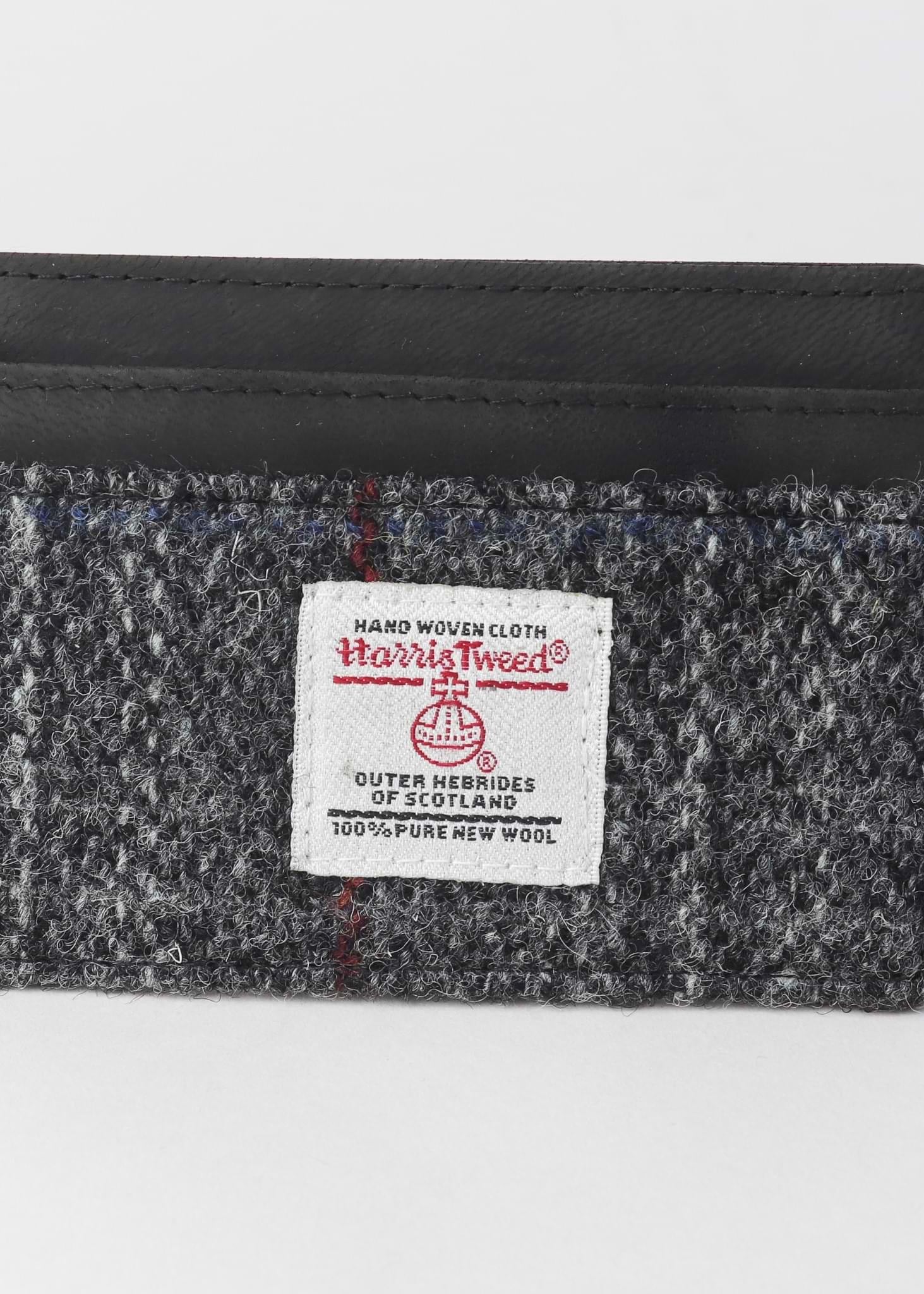 Harris Tweed Grey Tweed Cardholder - Front