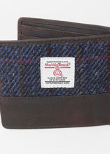 Load image into Gallery viewer, Navy tweed wallet for men, back shown.

