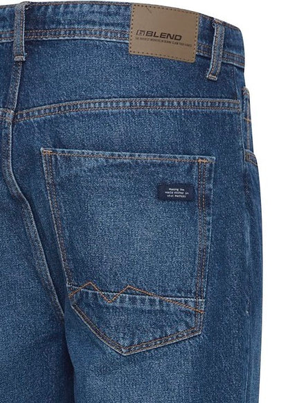 Men's Blue Jeans In Hurricane Fit - Close Up Detailing