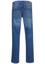 Load image into Gallery viewer, Rock fit men&#39;s blue jeans, showing reverse view.
