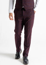 Load image into Gallery viewer, Kensington plum suit trousers for men, showing front details. 
