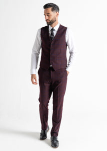 Kensington plum suit's waistcoat, image showing front of waistcoat.