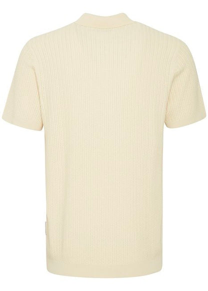 Men's polo shirt in cream knit, reverse