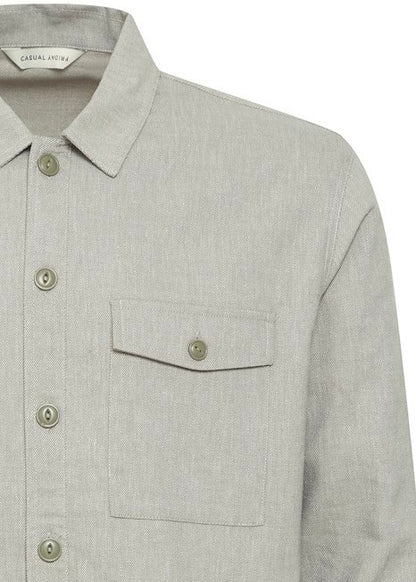 Linen Blend Overshirt Sage Grey - Men's Overshirt - Men's Summer Overshirt - Details