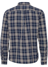 Load image into Gallery viewer, Lumberjack shirt in navy with cream check showing back.
