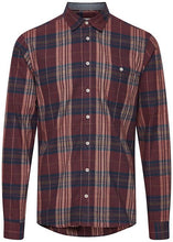 Load image into Gallery viewer, Lumberjack shirt in plum colour facing forward to show front details.
