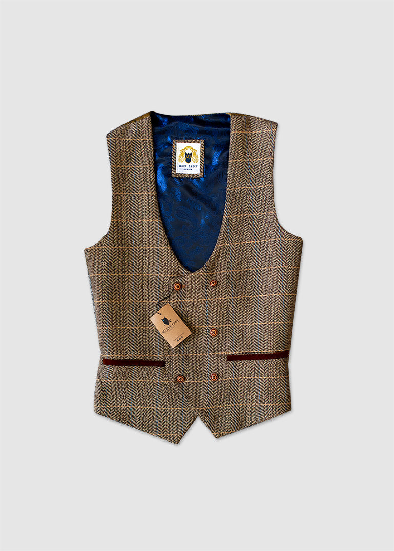 Men's brown waistcoat, part of the Ted 3-piece.