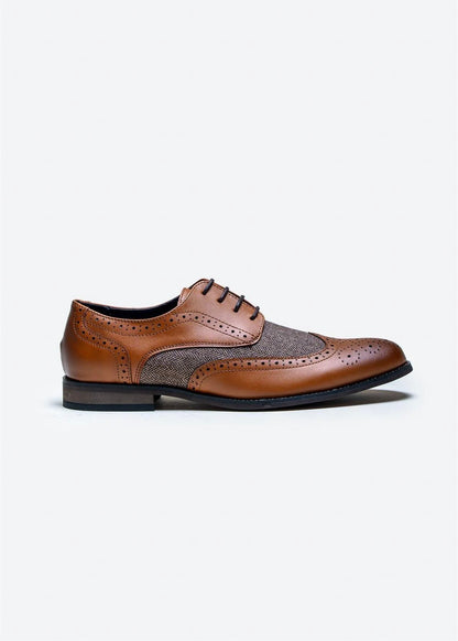 Oliver Brogues In Tweed And Tan - Men's Formal Shoes