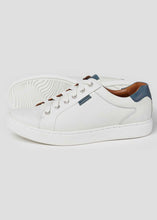 Load image into Gallery viewer, White trainers for men, showing all details. 
