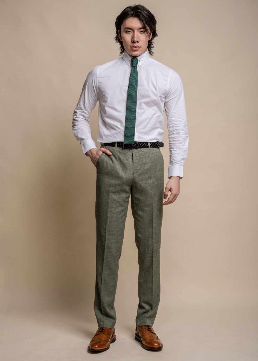 Miami sage suit for men - trouser front