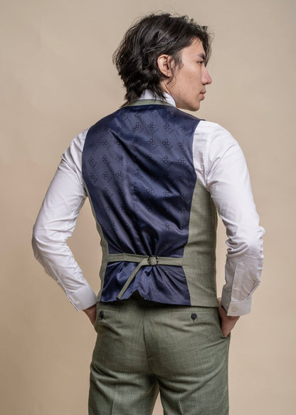 Miami sage suit for men - reverse of waistcoat