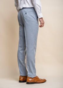 Miami sky suit for men, showing reverse of trousers.