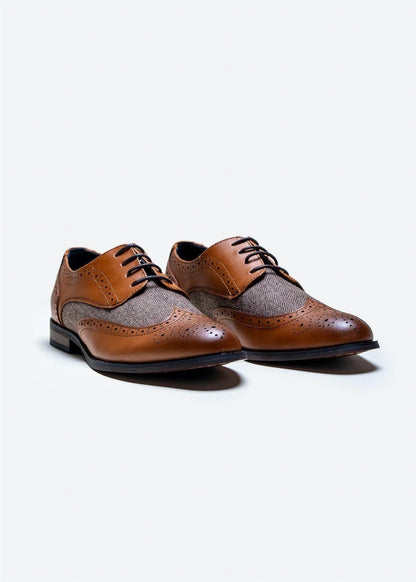 Oliver Brogues In Tweed And Tan - Men's Formal Footwear