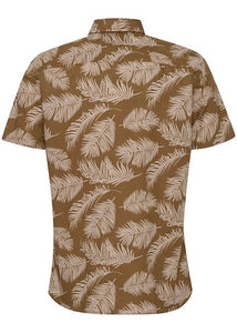 Palm pattern shirt for men showing back of shirt. 