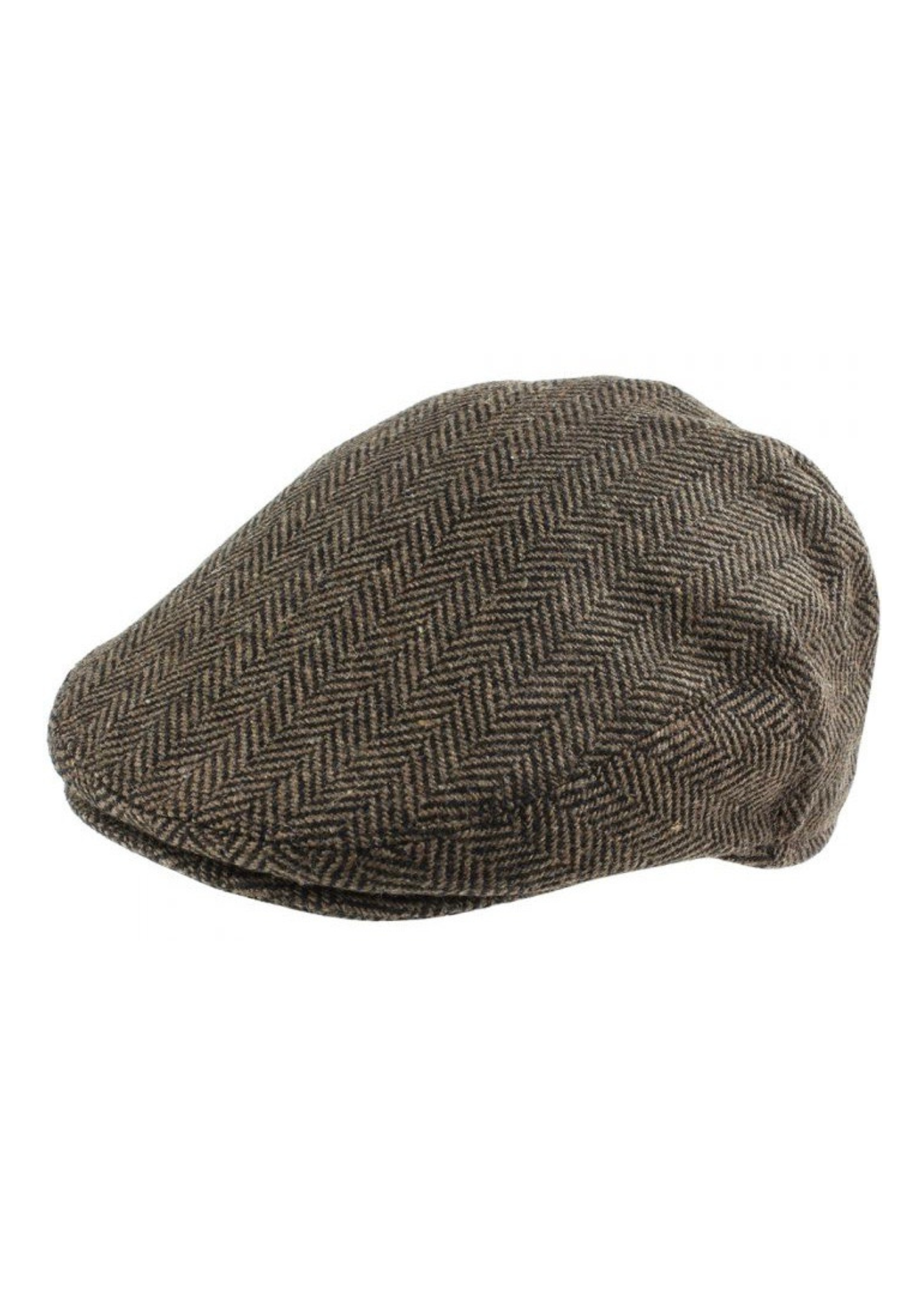 Peaked Flat Cap Herringbone Brown