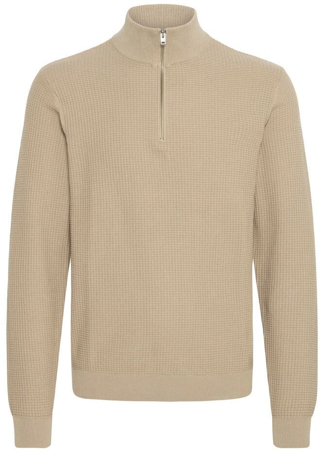 Quarter-Zip Waffle Knit Jumper Cream