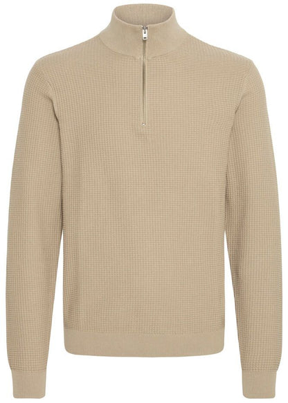 Quarter-Zip Waffle Knit Jumper Cream