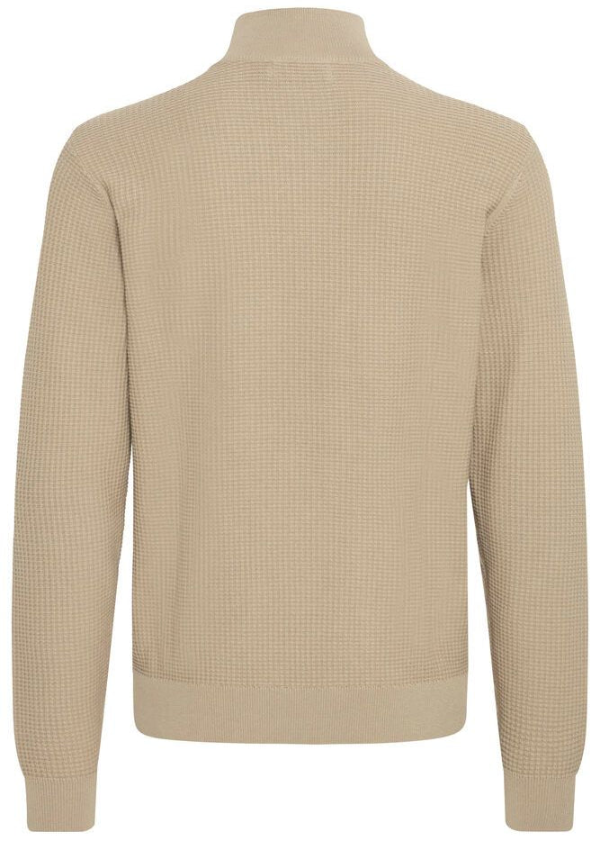 Quarter-Zip Waffle Knit Jumper Cream
