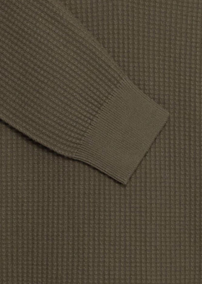 Quarter-Zip Waffle Knit Jumper Olive Grey
