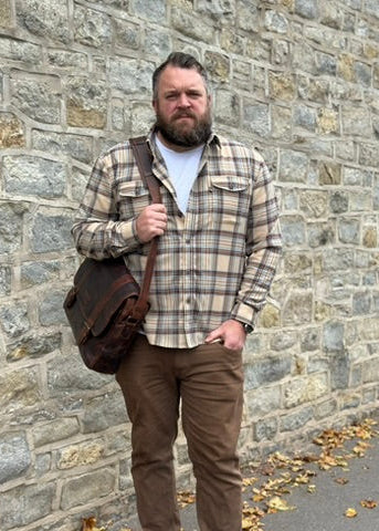 SUAVE OWL Checked Overshirt Tan Blue