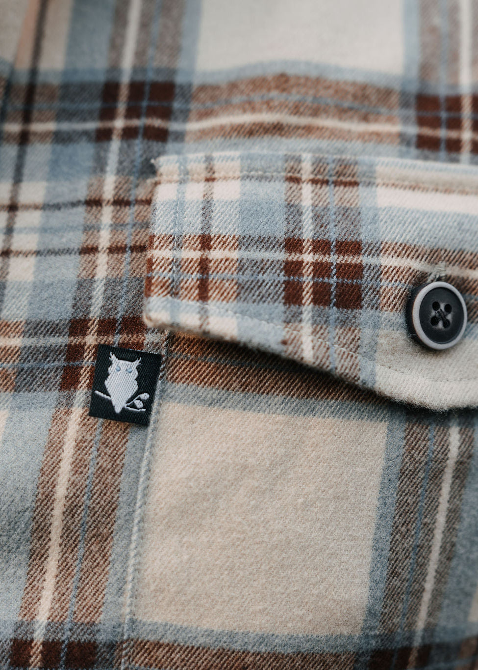 SUAVE OWL Checked Overshirt Tan Blue