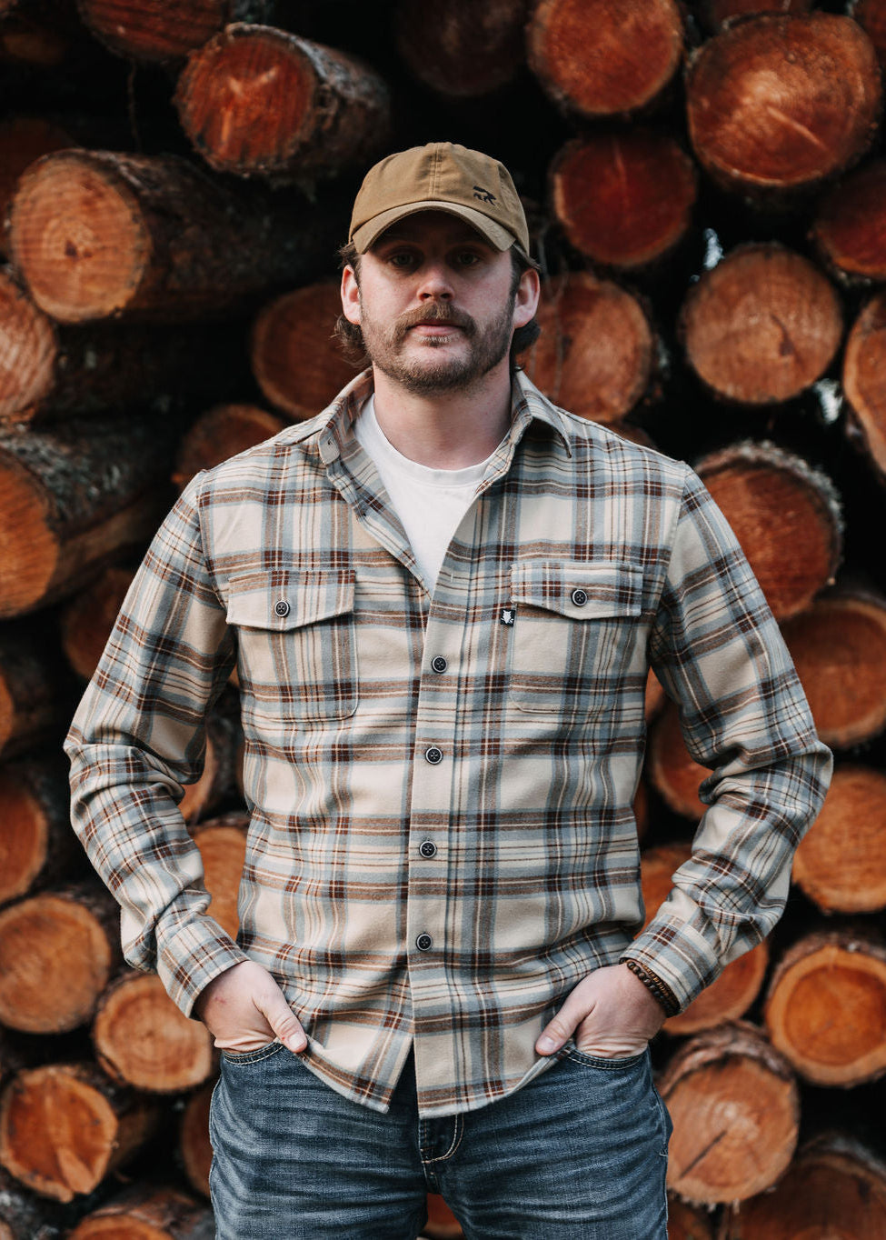 SUAVE OWL Checked Overshirt Tan Blue