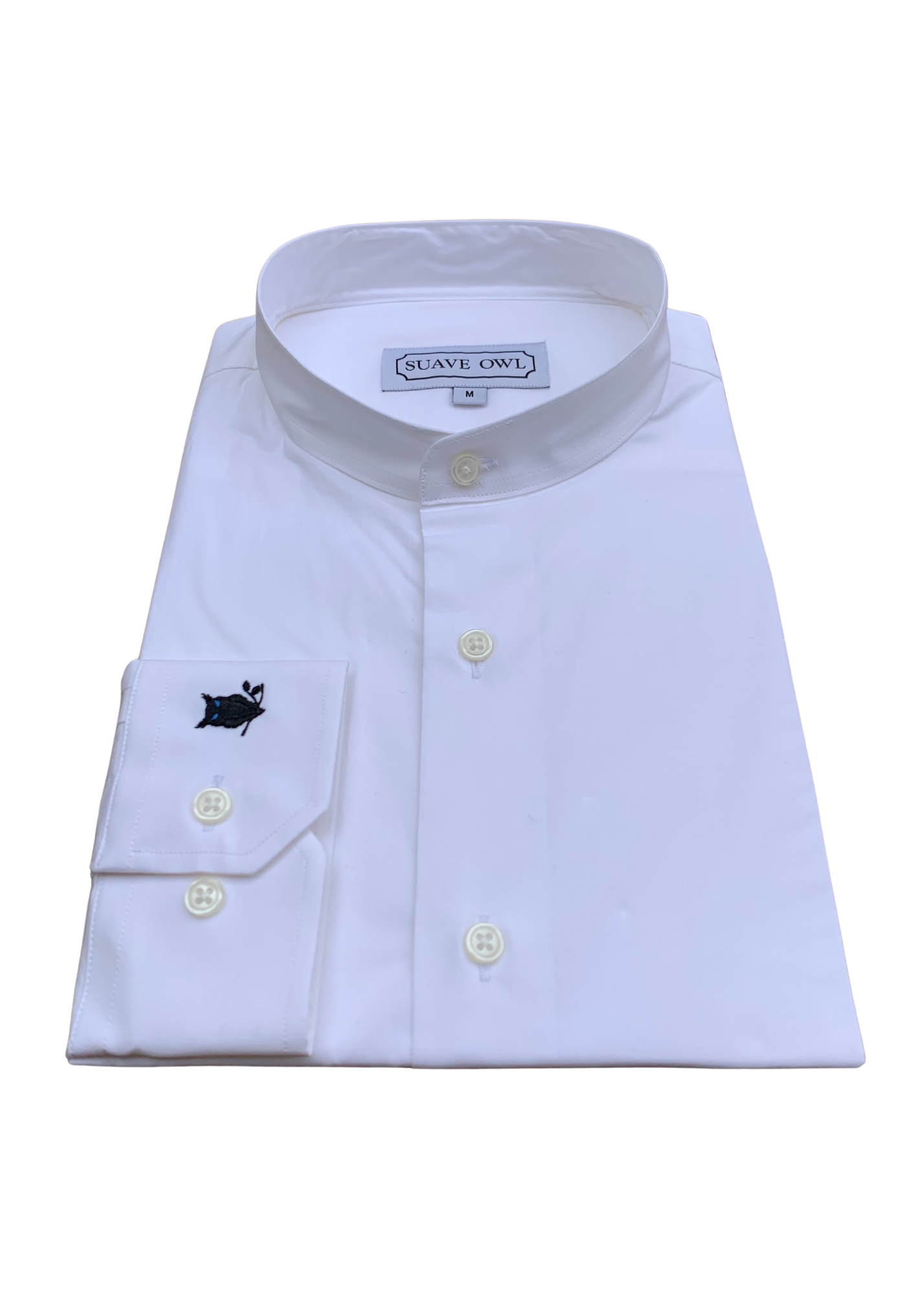 SUAVE OWL Grandad Collar White Button Shirt