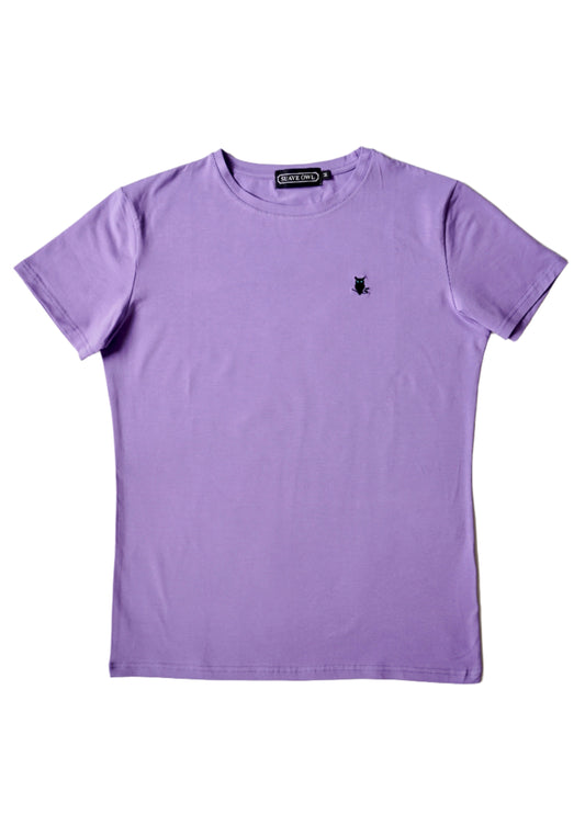 Suave Owl: Men's fitted comfort stretch purple summer t-shirt