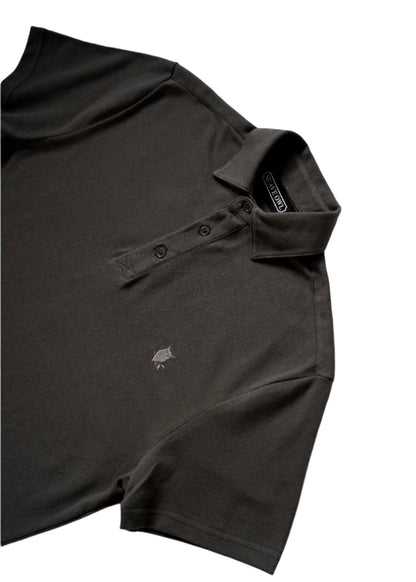 SUAVE OWL Pique Polo Shirt Dark Grey Men's Short Sleeve