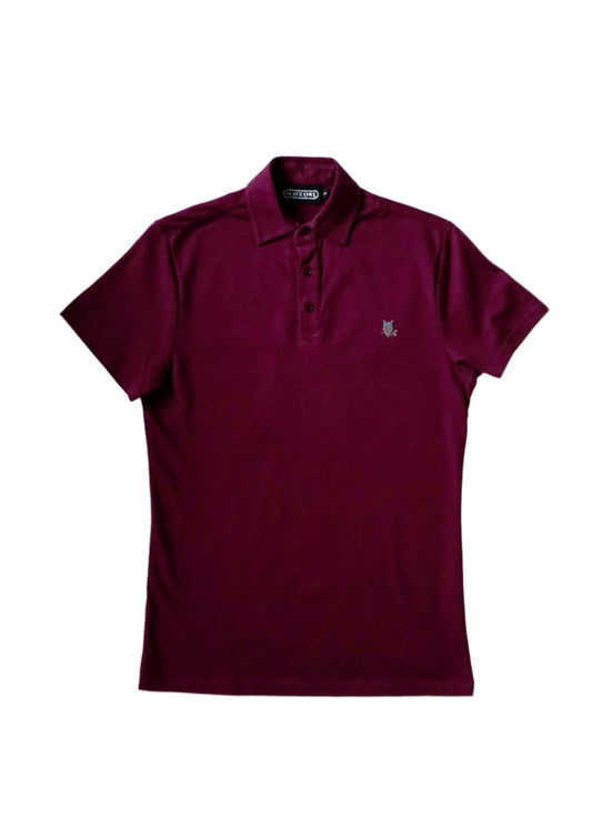 SUAVE OWL Pique Polo Shirt Plum Men's Short Sleeve