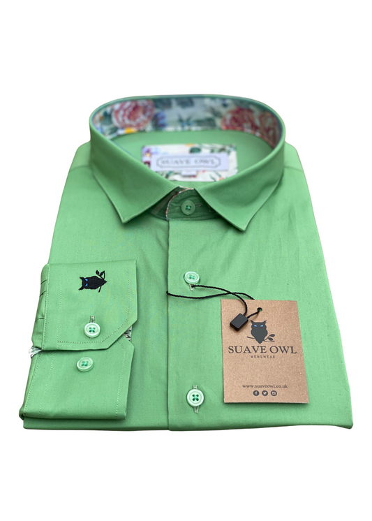 SUAVE OWL Plain Green Shirt