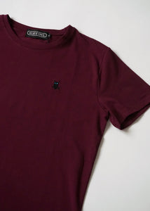 SUAVE OWL T-shirt for men in plum, close up.