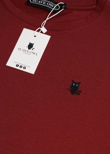 SUAVE OWL Men's Fitted Wine T-Shirt Logo