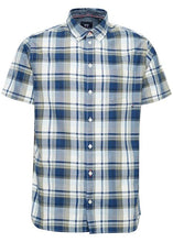 Load image into Gallery viewer, Short-Sleeve Cotton Men&#39;s Summer Shirt Blue Checked
