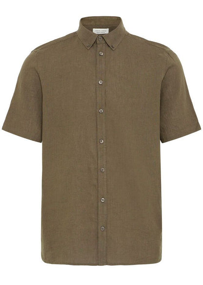 Short-Sleeve Linen Shirt Brown
