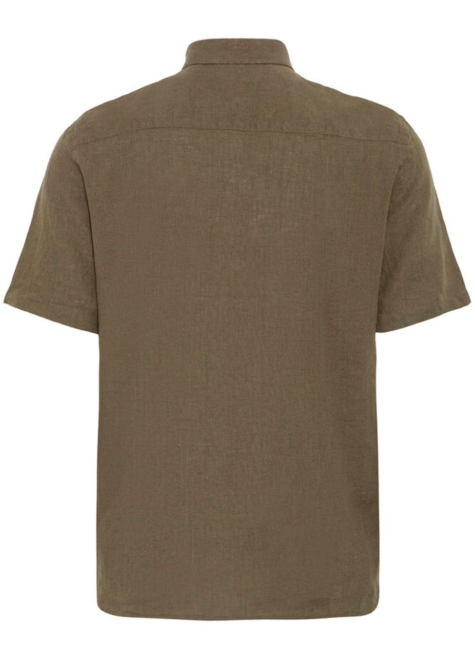 Short-Sleeve Linen Shirt Brown