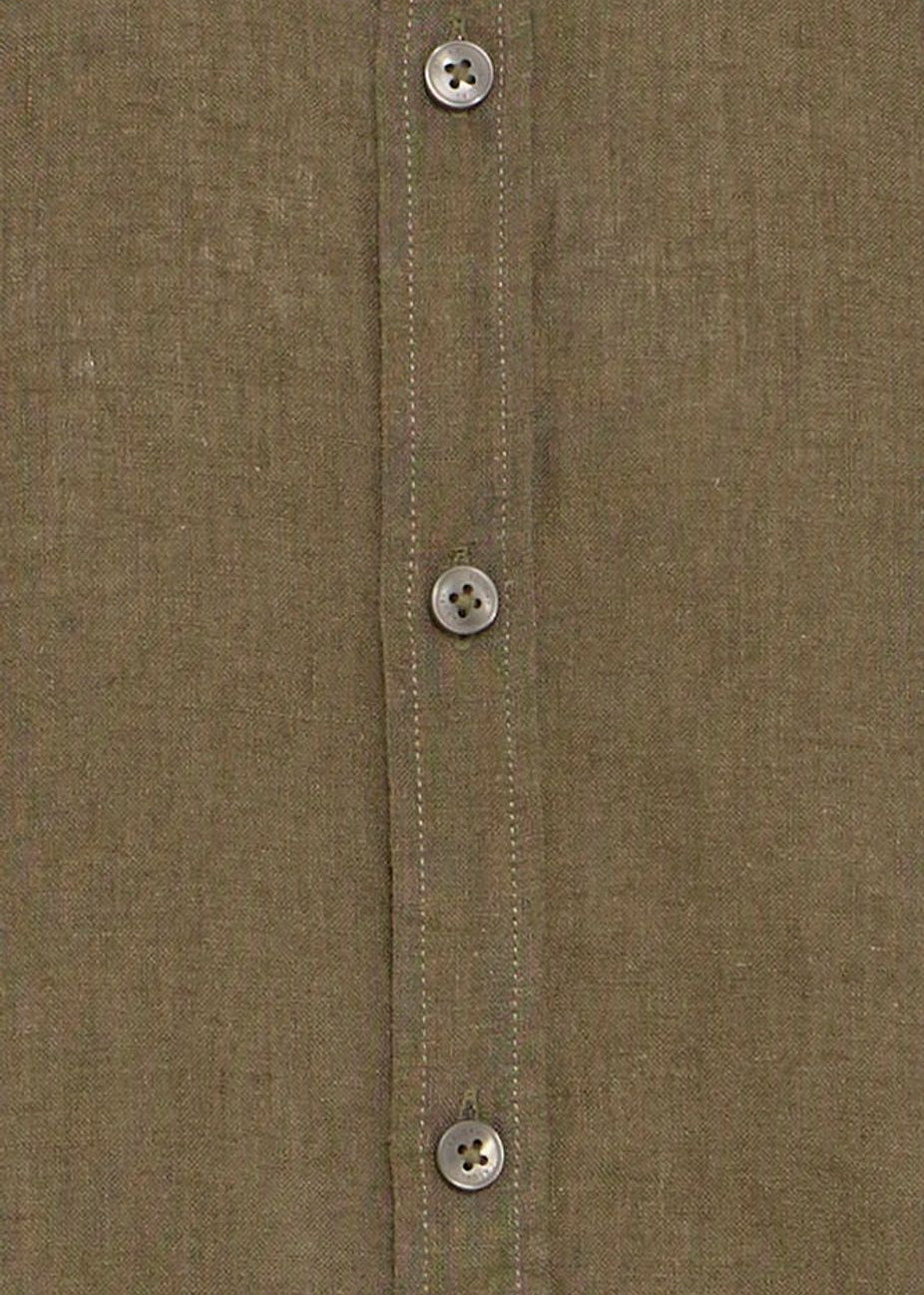 Short-Sleeve Linen Shirt Brown