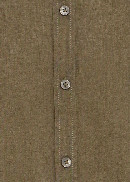 Short-Sleeve Linen Shirt Brown