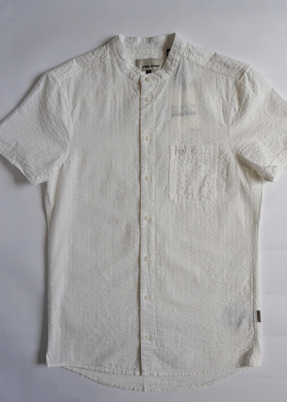 Short-Sleeved Puckered Shirt Cream