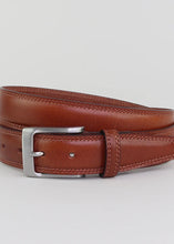 Load image into Gallery viewer, Stitched edge men&#39;s belt in dark tan colour.
