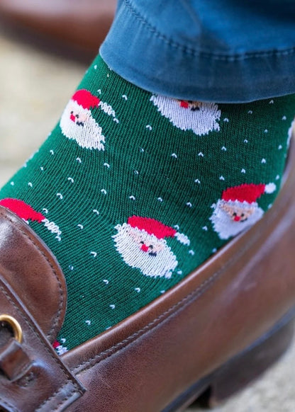 Bamboo socks for men - Santa Pattern - Shown On Model