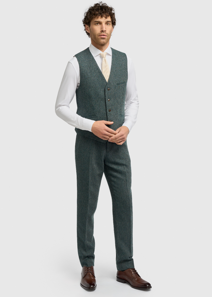 Thomas Teal Herringbone Tweed Waistcoat